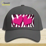 Pink White Zebra Hearts Oil Rubbed Novelty License Plate Hat Cotton / Charcoal