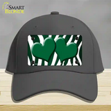 Green White Zebra Hearts Oil Rubbed Novelty License Plate Hat Cotton / Charcoal