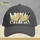 Gold White Zebra Hearts Oil Rubbed Novelty License Plate Hat Cotton / Charcoal