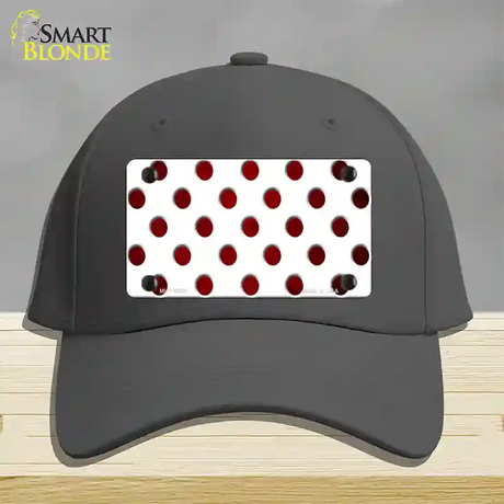 Red White Dots Oil Rubbed Novelty License Plate Hat Cotton / Charcoal