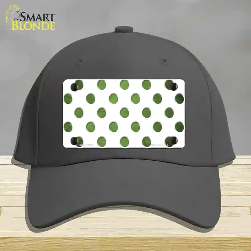 Lime Green White Dots Oil Rubbed Novelty License Plate Hat Cotton / Charcoal