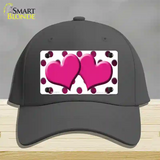 Pink White Dots Hearts Oil Rubbed Novelty License Plate Hat Cotton / Charcoal