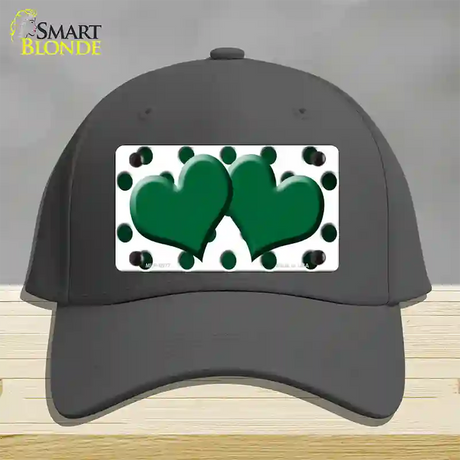 Green White Dots Hearts Oil Rubbed Novelty License Plate Hat Cotton / Charcoal