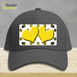 Yellow White Dots Hearts Oil Rubbed Novelty License Plate Hat Cotton / Charcoal