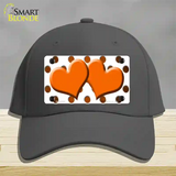 Orange White Dots Hearts Oil Rubbed Novelty License Plate Hat Cotton / Charcoal