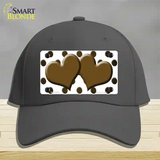 Brown White Dots Hearts Oil Rubbed Novelty License Plate Hat Cotton / Charcoal