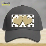 Gold White Dots Hearts Oil Rubbed Novelty License Plate Hat Cotton / Charcoal