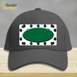 Green White Dots Oval Oil Rubbed Novelty License Plate Hat Cotton / Charcoal