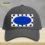 Blue White Dots Oval Oil Rubbed Novelty License Plate Hat Cotton / Charcoal