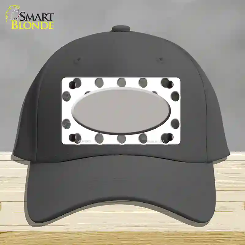 Gray White Dots Oval Oil Rubbed Novelty License Plate Hat Cotton / Charcoal