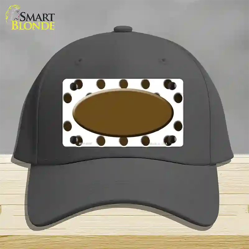 Brown White Dots Oval Oil Rubbed Novelty License Plate Hat Cotton / Charcoal