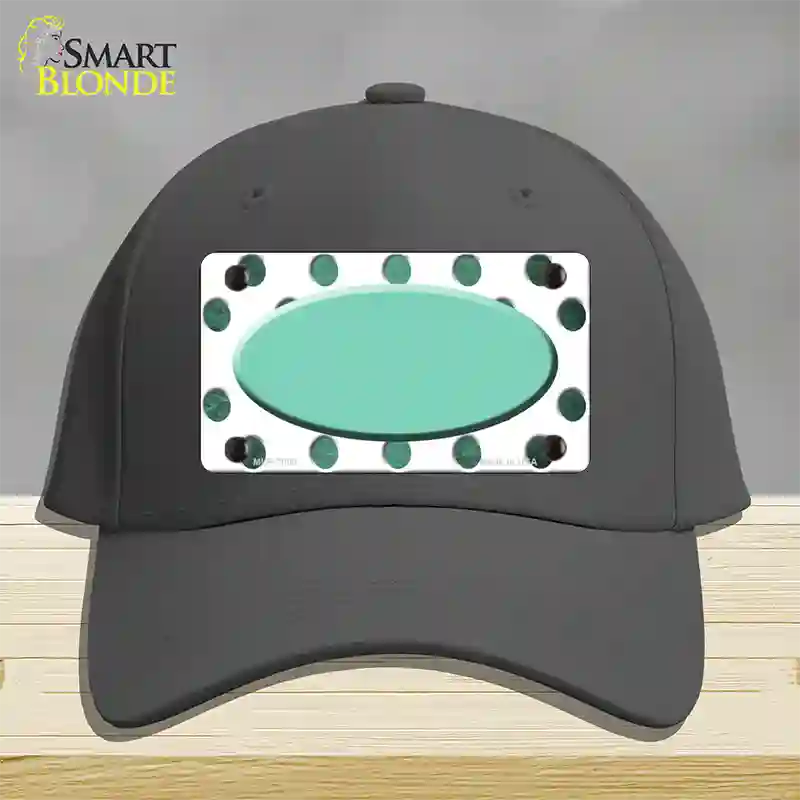 Mint White Dots Oval Oil Rubbed Novelty License Plate Hat Cotton / Charcoal