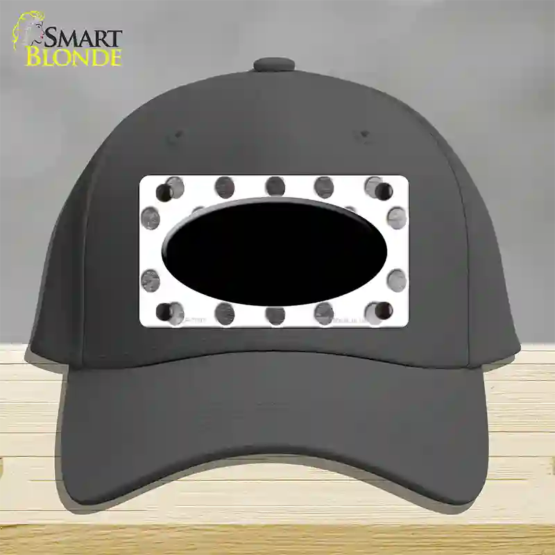 Black White Dots Oval Oil Rubbed Novelty License Plate Hat Cotton / Charcoal