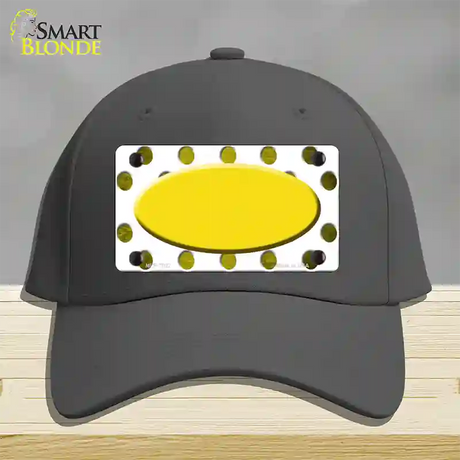 Yellow White Dots Oval Oil Rubbed Novelty License Plate Hat Cotton / Charcoal