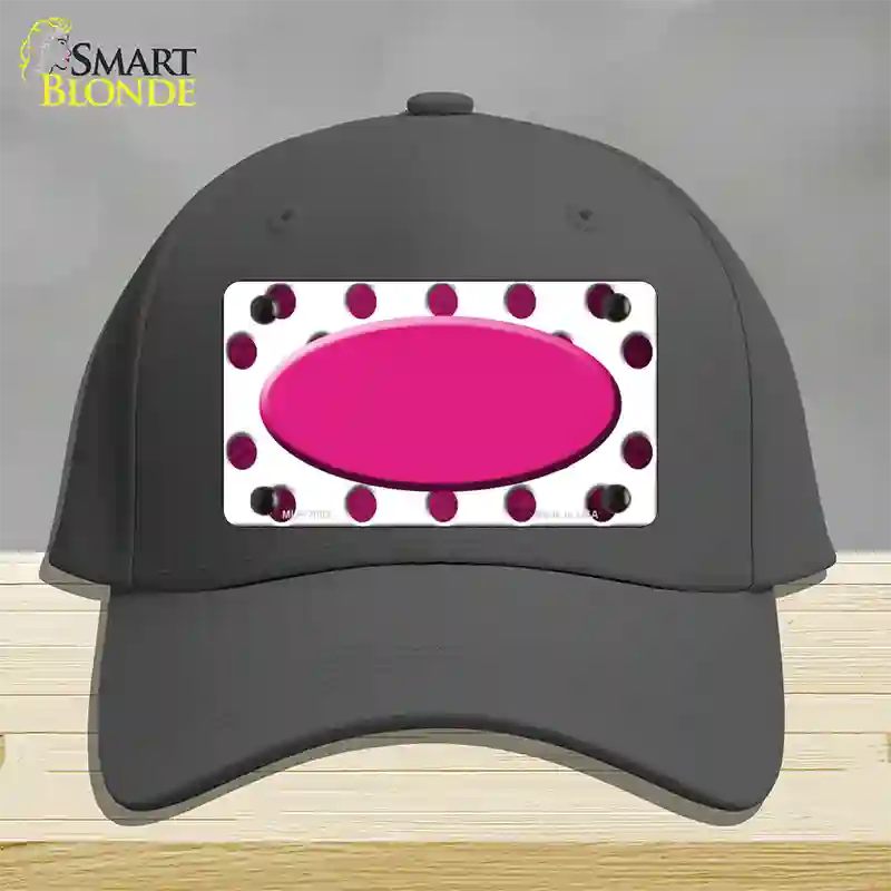 Pink White Dots Oval Oil Rubbed Novelty License Plate Hat Cotton / Charcoal