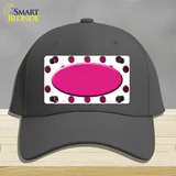 Pink White Dots Oval Oil Rubbed Novelty License Plate Hat Cotton / Charcoal