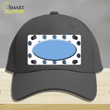 Light Blue White Dots Oval Oil Rubbed Novelty License Plate Hat Cotton / Charcoal