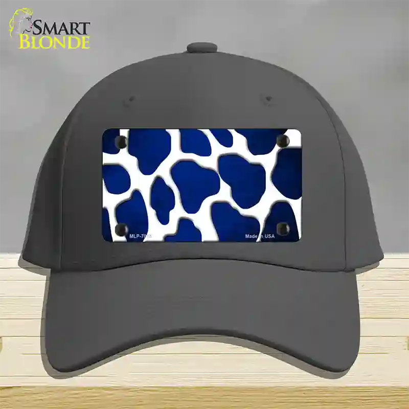 Blue White Giraffe Oil Rubbed Novelty License Plate Hat Cotton / Charcoal