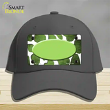 Lime Green White Oval Giraffe Oil Rubbed Novelty License Plate Hat Cotton / Charcoal