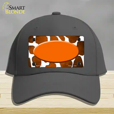 Orange White Oval Giraffe Oil Rubbed Novelty License Plate Hat Cotton / Charcoal