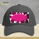 Pink White Oval Giraffe Oil Rubbed Novelty License Plate Hat Cotton / Charcoal