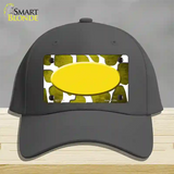 Yellow White Oval Giraffe Oil Rubbed Novelty License Plate Hat Cotton / Charcoal