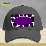 Purple White Oval Giraffe Oil Rubbed Novelty License Plate Hat Cotton / Charcoal