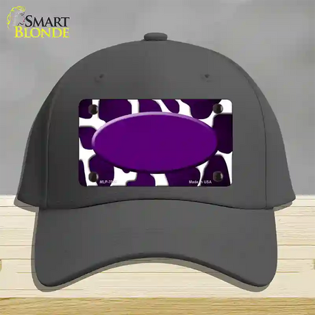 Purple White Oval Giraffe Oil Rubbed Novelty License Plate Hat Cotton / Charcoal