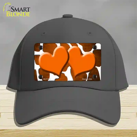 Orange White Hearts Giraffe Oil Rubbed Novelty License Plate Hat Cotton / Charcoal