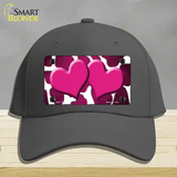 Pink White Hearts Giraffe Oil Rubbed Novelty License Plate Hat Cotton / Charcoal