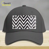 Black White Chevron Oil Rubbed Novelty License Plate Hat Cotton / Charcoal