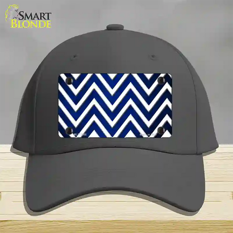 Blue White Chevron Oil Rubbed Novelty License Plate Hat Cotton / Charcoal