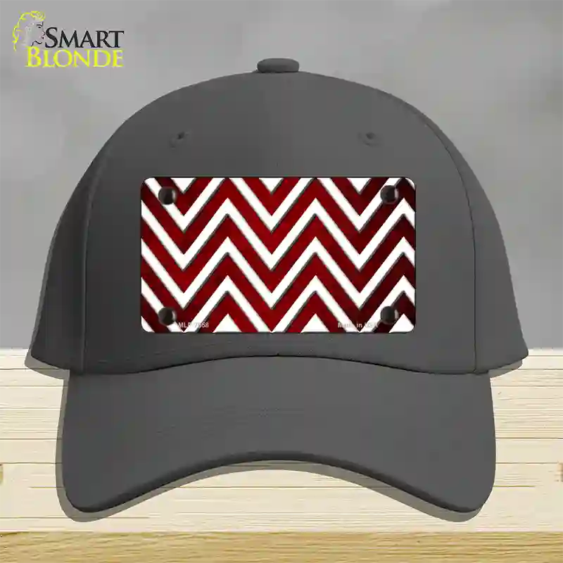 Red White Chevron Oil Rubbed Novelty License Plate Hat Cotton / Charcoal