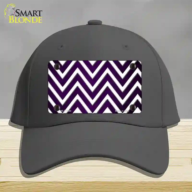 Purple White Chevron Oil Rubbed Novelty License Plate Hat Cotton / Charcoal