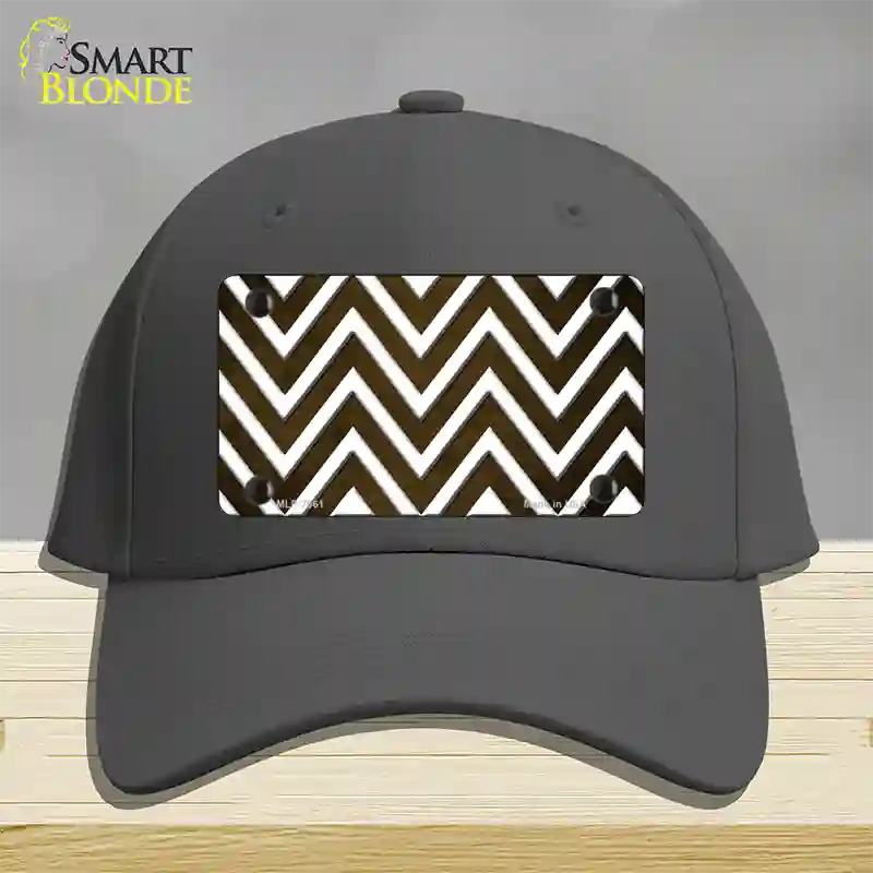 Brown White Chevron Oil Rubbed Novelty License Plate Hat Cotton / Charcoal