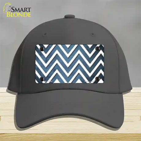 Light Blue White Chevron Oil Rubbed Novelty License Plate Hat Cotton / Charcoal