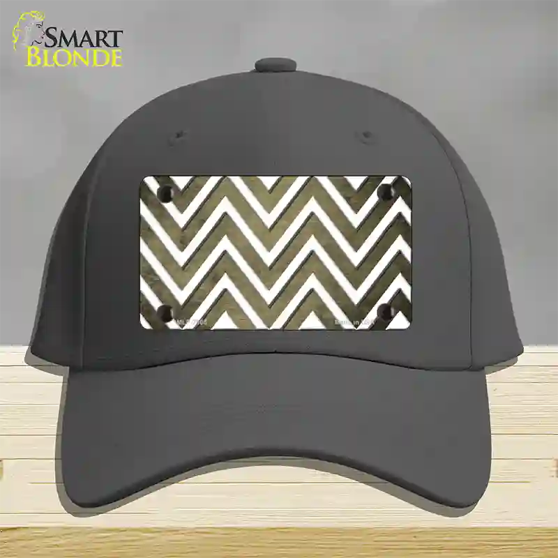 Gold White Chevron Oil Rubbed Novelty License Plate Hat Cotton / Charcoal