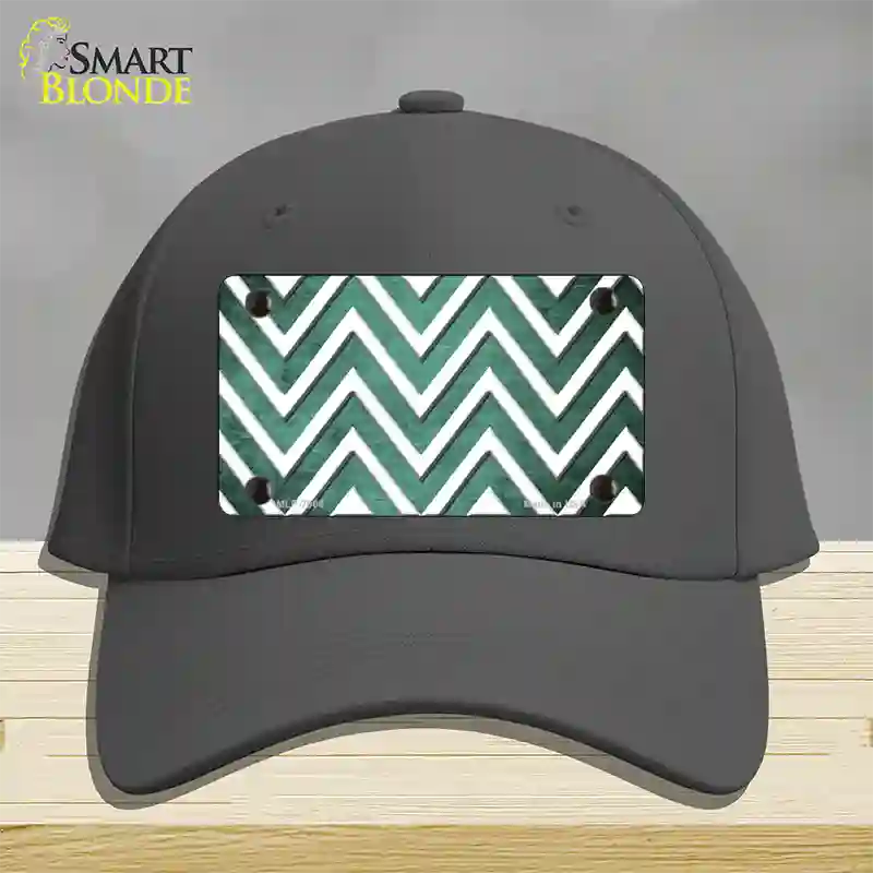 Mint White Chevron Oil Rubbed Novelty License Plate Hat Cotton / Charcoal