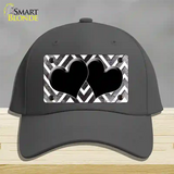 Black White Hearts Chevron Oil Rubbed Novelty License Plate Hat Cotton / Charcoal