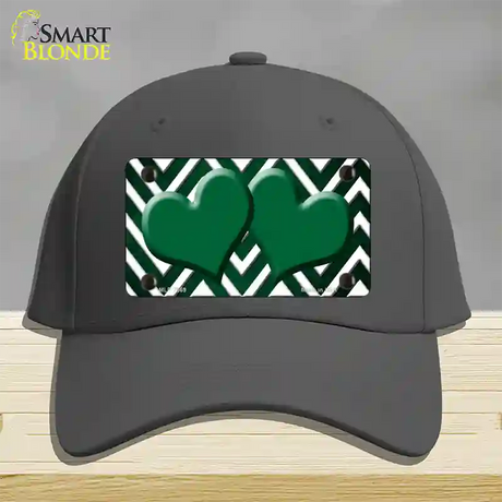 Green White Hearts Chevron Oil Rubbed Novelty License Plate Hat Cotton / Charcoal