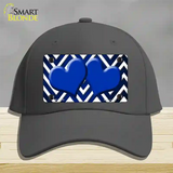 Blue White Hearts Chevron Oil Rubbed Novelty License Plate Hat Cotton / Charcoal