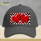 Red White Hearts Chevron Oil Rubbed Novelty License Plate Hat Cotton / Charcoal