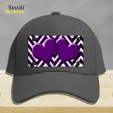 Purple White Hearts Chevron Oil Rubbed Novelty License Plate Hat Cotton / Charcoal