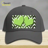 Lime Green White Hearts Chevron Oil Rubbed Novelty License Plate Hat Cotton / Charcoal