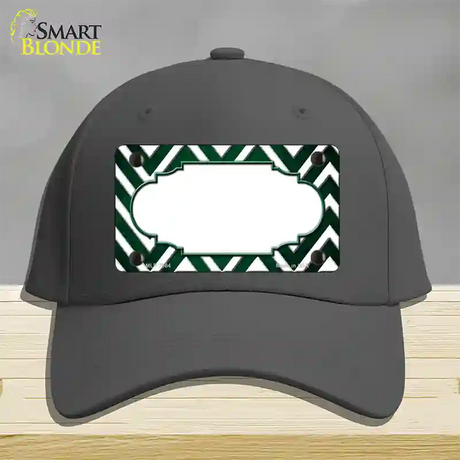 Green White Chevron Scallop Oil Rubbed Novelty License Plate Hat Cotton / Charcoal