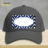 Blue White Chevron Scallop Oil Rubbed Novelty License Plate Hat Cotton / Charcoal