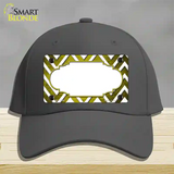 Yellow White Chevron Scallop Oil Rubbed Novelty License Plate Hat Cotton / Charcoal