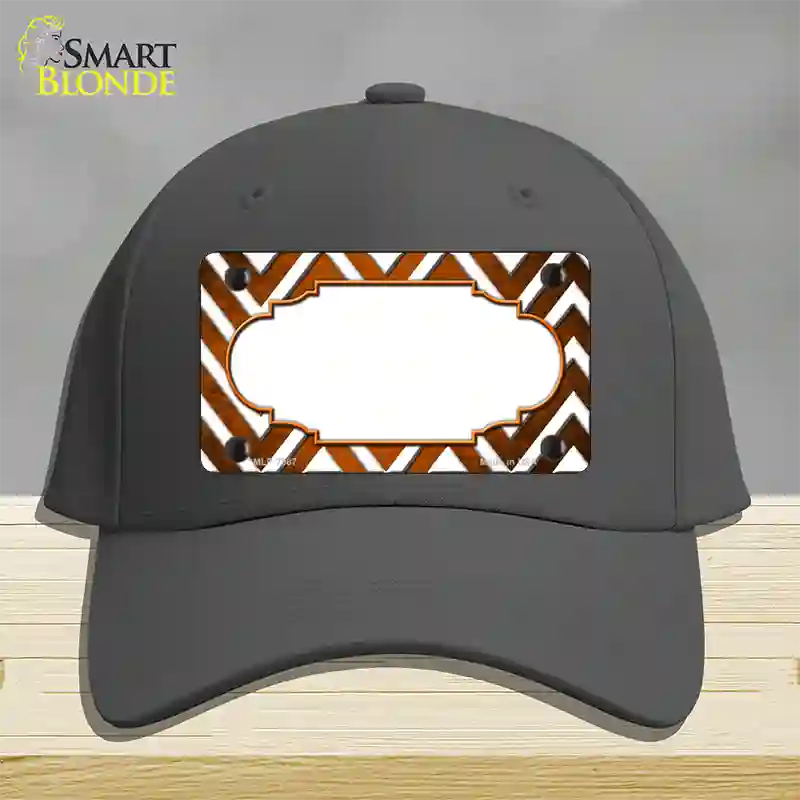 Orange White Chevron Scallop Oil Rubbed Novelty License Plate Hat Cotton / Charcoal