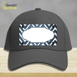 Light Blue White Chevron Scallop Oil Rubbed Novelty License Plate Hat Cotton / Charcoal