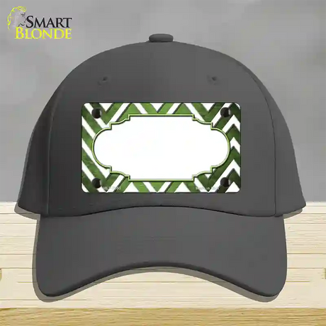 Lime Green White Chevron Scallop Oil Rubbed Novelty License Plate Hat Cotton / Charcoal